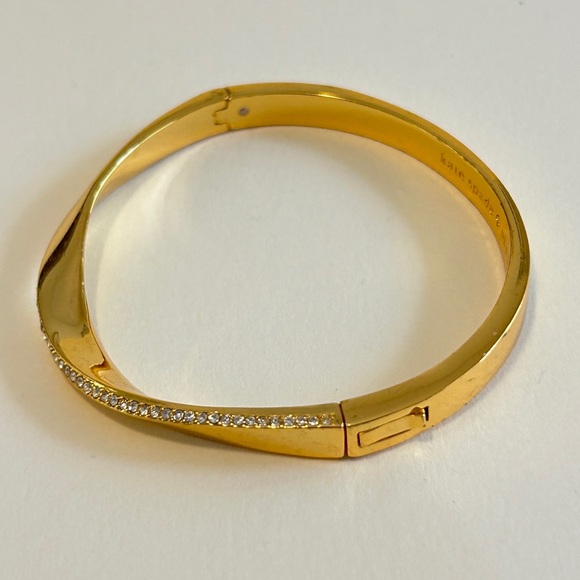 kate spade Jewelry - Kate Spade New York Gold Tone Set in Crystal Stone Hinged Bangle Bracelet
